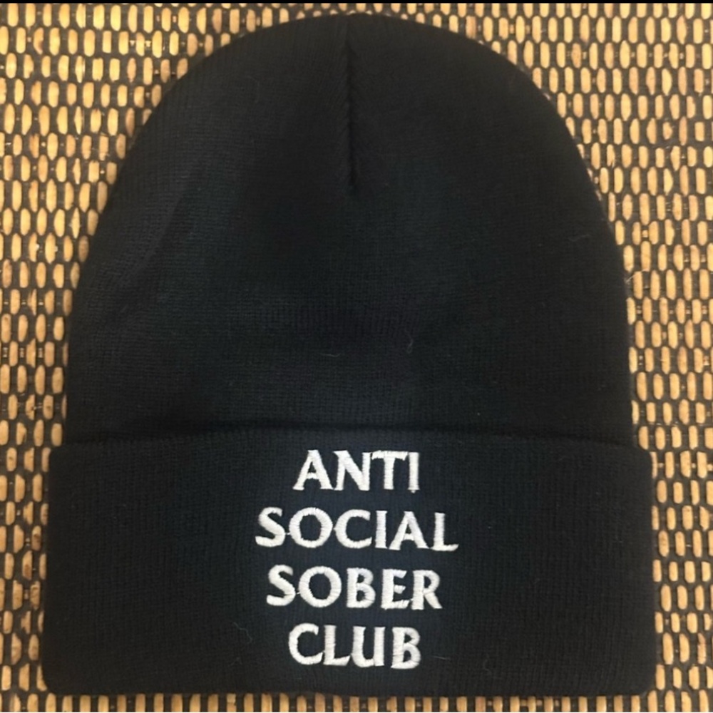NWOT / ANTI SOCIAL SOBER CLUB / unisex beanie + 25 of The Promises bookmarks